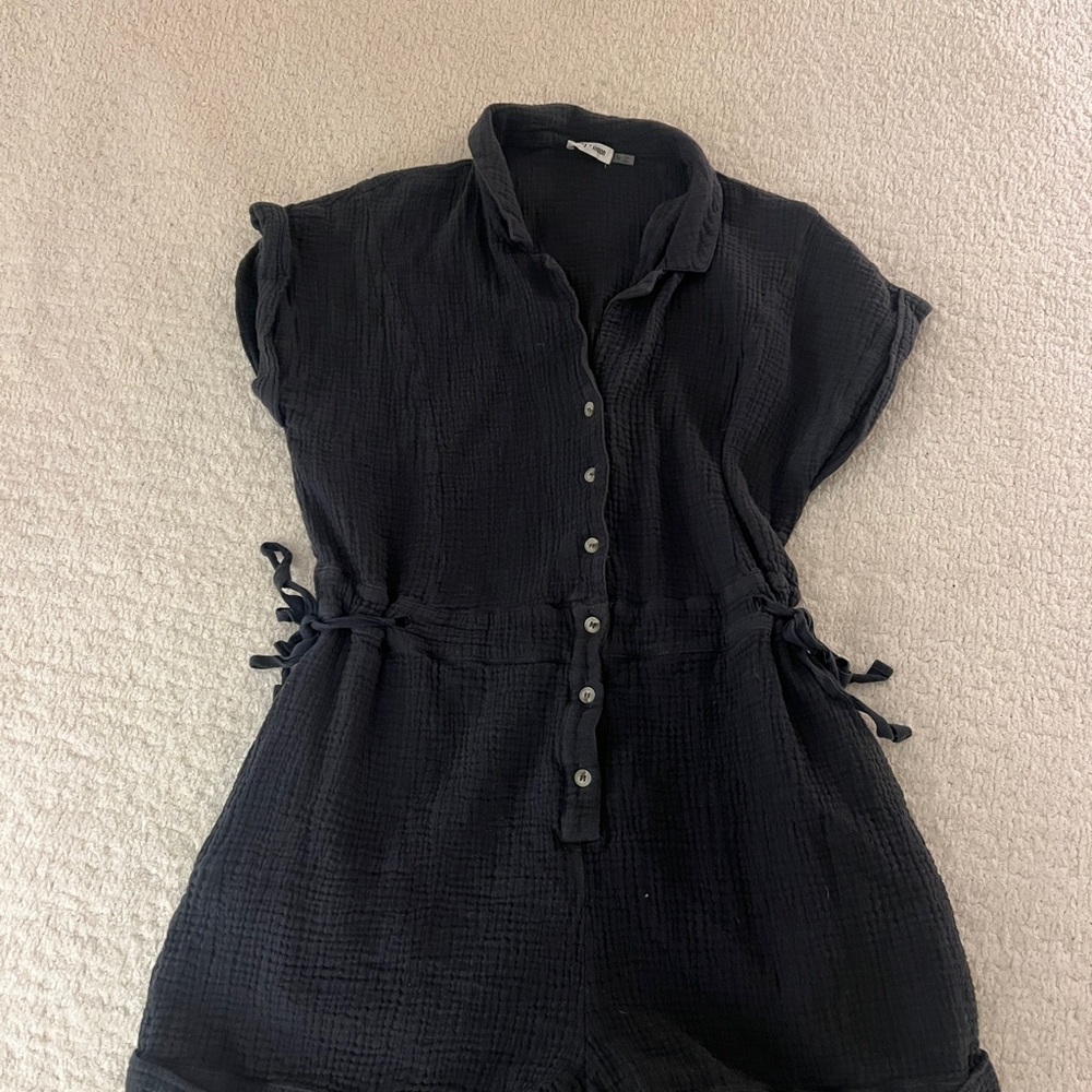 Navy Button-Up Romper